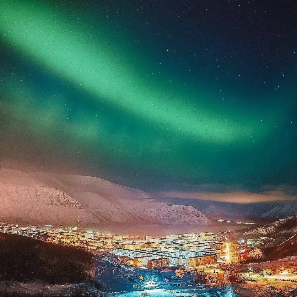 شفق قطبی در کیروفسک روسیه