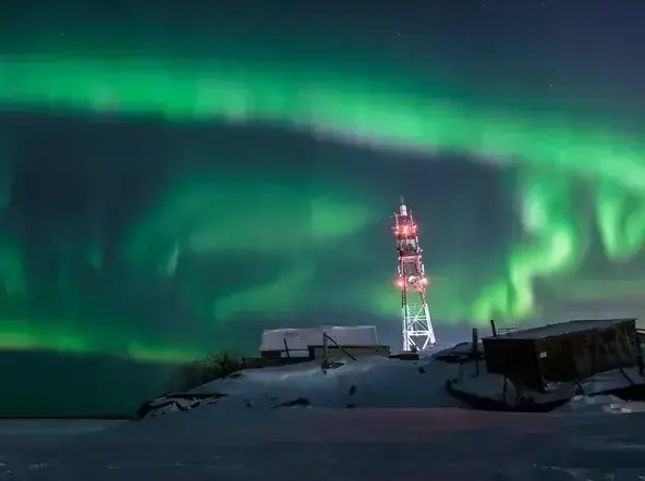 شفق قطبی در ناریان‌مار روسیه