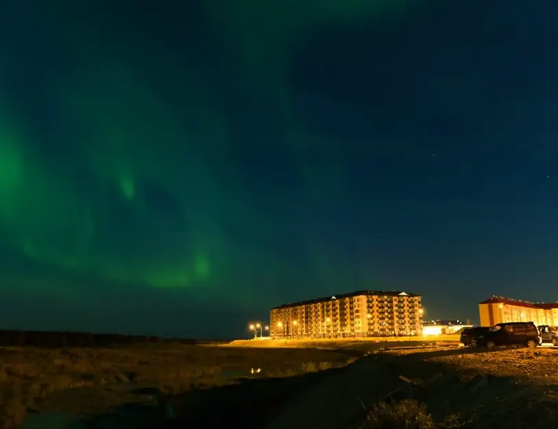 شفق قطبی در ناریان‌مار روسیه